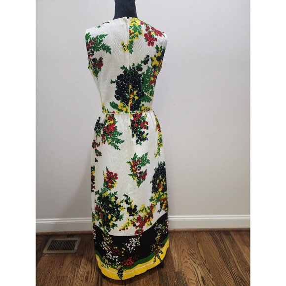 VTG Gorgeous Bleeker Street Floral Dress 60s 70s Retro Waffle Cinch Waist Sz S M - Picture 7 of 13